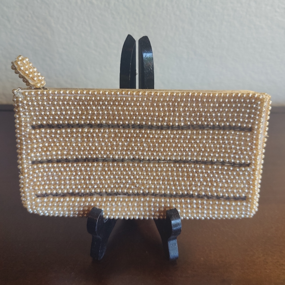 Antique Pearl Beaded Coin Purse Clutch